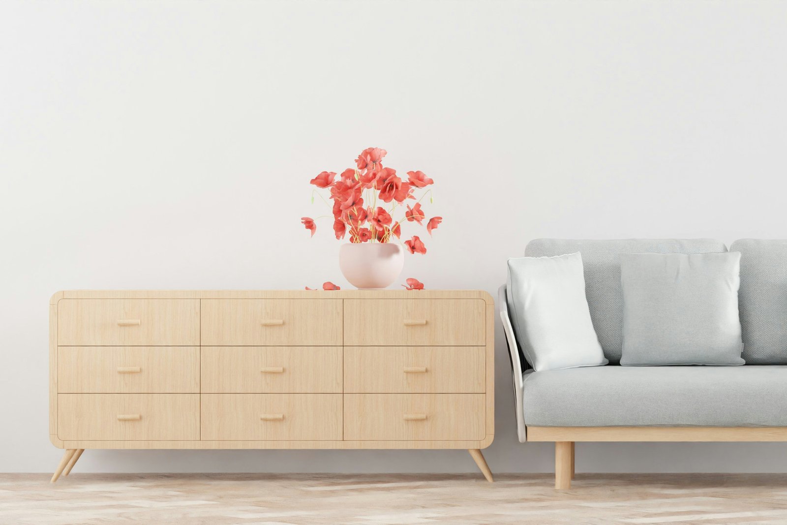 Neuer Schrank steht leicht instabil auf einem Boden