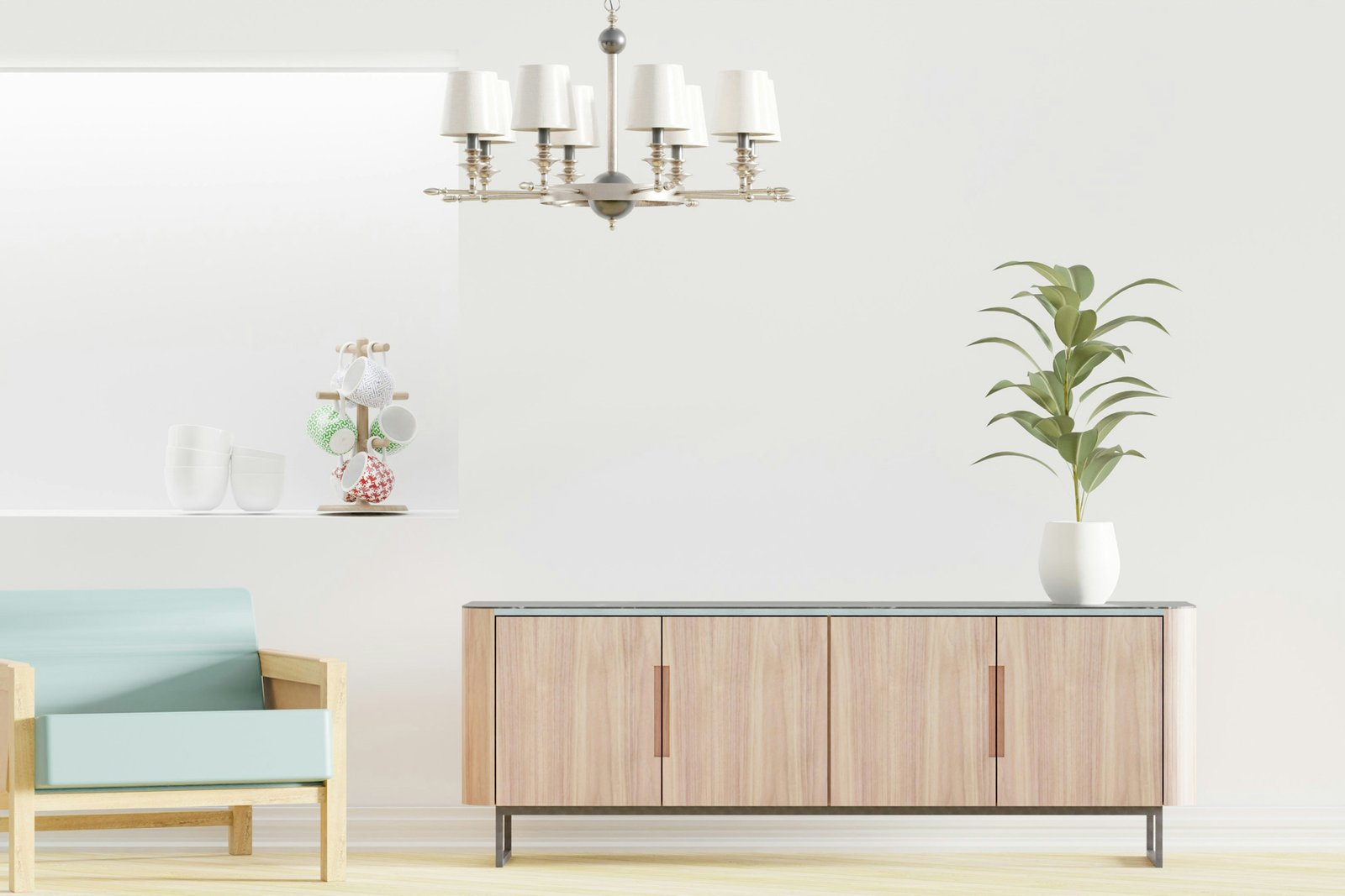 Person richtet einen Schrank im Raum aus